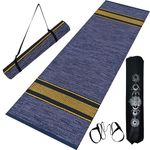 House of Handmade™ - Premium Cotton Yoga Mats for Women and Men, 2X6 feet, 5mm thick, Anti Skid backing, Light Weight, Machine Washable, Non Slip for Home Exercise & Pilates (Indigo)