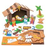 Baker Ross AR779 Foam Nativity Stable Kits — Creative Christmas Art and Craft Supplies for Kids to Make and Decorate (Pack of 2)