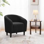 Yaheetech Tub Chair, Accent Chairs for Living Room, Boucle Fabric Armchair, Cozy Barrel Chair with Sturdy Legs for Bedroom/Office/Cafe Bar, Black