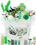 10 FL OZ Panda Clear Slime Bucket, Big Slime Kit with Slime Clay, Slime Party Favors for Kids, Glimmer Crunchy Slime Includes 9 Packs of Slime Add-ins, Super Soft and Non-Sticky