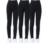 AIUI-HARNSBORN 3 Pack Girls Leggings Solid Color Toddlers Active Stretch Leggings Little Kids Yoga Pants 4-13 Years (3-Pack Black, 12-13 Years)