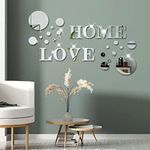 26 Pieces Acrylic 3D Mirror Wall Stickers Home Sign & Love Letters and Round Shaped,DIY Mirror Effect Wall Decals Removable Decor for Living Room Bedroom TV Background,Modern Fashion Home Decoration