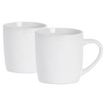 Argon Tableware Coloured Coffee Mugs - White - 350ml - Pack of 2 - Gloss Ceramic Stoneware Tea Mugs Latte Cappuccino Cups Hot Chocoloate Cups Colourful Mug Set with Handle