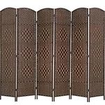 FDW Room Divider 6 Panel Folding Privacy Divider 6 Ft Indoor Wall Divider Portable Partition Wood Screen, Brown