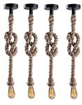 LazyHomez Pendant Rope Lights for Ceiling Hanging, Bulb Not Included (Pack of 4)