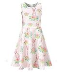 uideazone Easter Day Dress for Girls Casual Bunny Egg Sundress Cute Rabbit Sleeveless Dresses Size 8 9