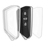 kwmobile Car Key Case Compatible with VW Golf 8 3 Button Car Key Cover - Car Fob Case - Soft TPU Shell - Transparent