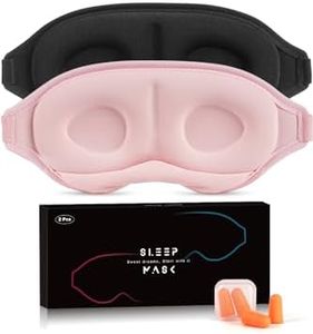Eye Mask for Sleeping, 2 Packs 3D Contoured Cup Sleep Mask for Men Women, Soft Breathable Blackout Blindfold, Travel Eye Cover, Night Sleeping Mask with Adjustable Buckle for Side Sleeper (Black&pink)