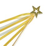 Lovelyshop Yellow Crystal Metal Star Fairy Gold Plated Wand with Ribbon for Girls Halloween Decorations