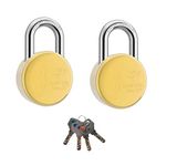 Godrej Locks I Navtal Ultra XL + 3 Ton Round Padlock I with 4 Keys I for Main Door I Gate Lock I Lock for Tool Box, Shutters, Shops&Offices I Corression Resistant Shackle I Brass Finish I (Pack of 2)