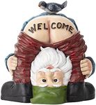 Garden Gnome Statue Water Resistant Funny Resin Garden Figurines Miniature Fairy Gnomes Garden Decoration for Indoor Outdoor Backyard Decor Patio Yard Lawn Ornaments Gift (Welcome)