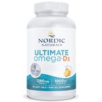 Nordic Naturals, Ultimate Omega-D3, 1280mg Omega-3, with EPA, DHA and Vitamin D3, High Dose, Lemon Flavour, 120 Softgels, Soy Free, Gluten Free, Non GMO