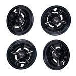 NOKINS Golf Cart SS Wheel Covers Hub Caps for Most Golf Carts 8 inch(Set of 4) Chrome Finish, Classic SS 5-Spoke Style (Black)