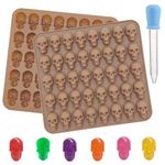 Gummy Skull Candy Molds Silicone,2 Pack 40 Cavity Mini Skull Silicone Molds Halloween Molds with 1 Dropper for Chocolate, Candy,Jelly, Ice Cube