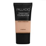 Palladio Powder Finish Liquid Foundation, Natural Matte Appearance, Reduces Fine Lines, Covers Large Pores, Hides Imperfections, All Day Wear, Sheer to Medium Coverage, In The Buff