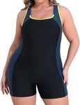 beautyin One Piece Athletic Bathing Suit Plus Size Scoop Neck Swimsuits Yellow/Black