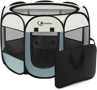 Dog Playpen, Puppy Pet Playpen, Large Dogs Tent Crates Cage Indoor/Outdoor, Portable Pop Up Dog Kennel Playpen with Carrying Case for Dogs/Cats/Rabbits, Removable Zipper Top, Grey