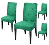 House of Quirk Elastic Chair Cover Stretch Removable Washable Short Dining Chair Cover Protector Seat Slipcover - Linen Green Plus (Pack of 4)