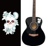 PLIGREAT 2 Pcs Guitar Head Stickers, Removable Guitar Headstock Decals, Skull Flowers Stickers for Acoustic Guitars Electric Guitars Bass Decor Guitar Board Decals DIY Musical Instruments Decorations