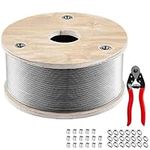 VEVOR T316 Stainless Steel Wire Rope, 1/8'' Steel Wire Cable, 500ft Aircraft Cable w/ 1x19 Strands Core, Steel Cable Wire 2100 lbs Breaking Strength for Railing Decking, Stair, Clothesline, Handrail