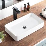 KARAMAG White Vessel Sink,Rectangle 24"x14" Bathroom Sink Above Counter Porcelain Ceramic Small Sink Bowl Ceramic Vessel Sinks for Bathrooms