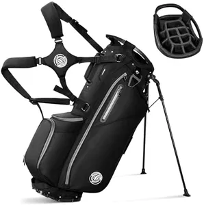 DWVO Golf Stand Bag, 14 Way Golf Bag with Stand, Lightweight Golf Club Bags for Men Women, Stand Golf Bag with Padded Ergonomic Double Strap, Full Length Dividers, Rain Hood