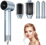 Hair Dryer Brush 5 in 1 Hair Styler, 110000RPM High-Speed Negative Ionic Air Curler for Hair Blow Dryer Brush, 1100W Hot Air Hair Brushes Styler and Dryer for Curling Straightening Volumizing (Blue)