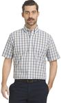 ARROW USA 1851 Men's Big and Tall Hamilton Poplins Short Sleeve Button Down Plaid Shirt, Rich Skyway, X-Large Tall