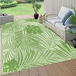 famibay Outdoor Patio Rug Waterproof Outdoor Carpet 6x9 Plastic Outdoor Area Rug Reversible Patio Mat Outdoor Tropical RV Mats Outdoor Rugs for Patio Balcony Deck RV Camping(Yellowish Green)