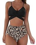 RXRXCOCO Women Wrap Bikini Set Push Up High Waisted 2 Piece Swimsuits Plus Size Swimwear