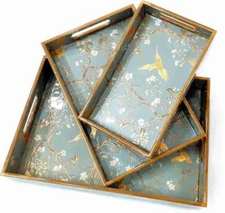 TrayFi MDF Wooden Tray, Collectible Trays, Hand Crafted Serving Trays for Breakfast, Dining Table Trays for Any Occasion Small, Medium,Large Decorative (Set of 3)