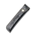 Leather Pen Case Holder, Protective Pen Case, Fountain Pen Holder Case, Carving Craft, with Metal Button, Genuine Leather Handmade, Portable, for Stylus Touch Pen, Ballpoint Pen, Pencils (Black)