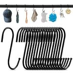 S Hooks, 20 Pcs S Hooks for Hanging Plants, 3.4inch Steel S Hanging Hooks for Hanging Kitchen Utensils, Plants, Bags, Clothes, Towels (Black)