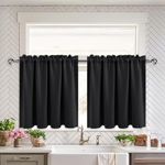 XWZO Black Short Curtains for Small Window, Blackout Curtains with Rod Pocket, RV Camper Window Curtains Tiers, Room Darkening Drapes for Kitchen, Bedroom, Bathroom and Basement, 42W x 36L, 2Pcs