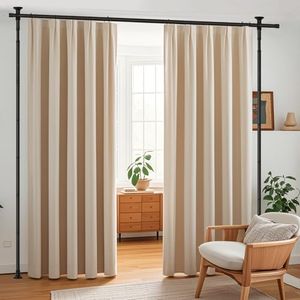 Room Divider Curtain Rod，No Drilling Curtain Rod Wall Divider for Room Separation, 4-10ft (H) 28-70inch(W) Adjustable Floor to Ceiling Portable Hanging Room Divders Partitions Space Separator Black