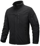 TACVASEN Men's Tactical Jacket Winter Full Zip Fleece Hiking Coats Stand Collar Military Jacket Men Winter Jacket for Men Black, XL