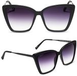 DIFF Heidi Oversized Cat Eye Sunglasses for Women, Lightweight bold thin metal stylish sunnies