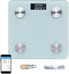 Wirless Body Fat Scale, Smart BMI Scale Digital Bathroom Weight Scale, Body Composition Analyzer with Smartphone App, White 28 x28 CM USB Rechargeable