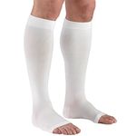 Truform 20-30 mmHg Compression Stocking for Men and Women, Knee High Length, Open Toe, White, Large