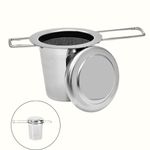 CHAIZONED Stainless Steel Tea Infuser Mesh - Large Capacity Loose-Leaf Strainer with Fine Filtration for Enhanced Brewing, Easy Cleaning with Versatile Handle - for Teapot, Mugs & Cups - Silver Color