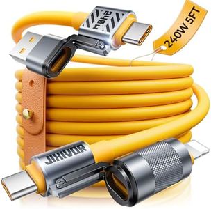 Jixivor 240W 4 in 1 Charging Cable Fast Charging, 5FT USB C and Lightning Cable Combo, Multi Charger Cord for All Devices,Chubby USB-A/C to Lightning/Type-C for iPhone/iPad/MacBook/S25/Switch/PS5