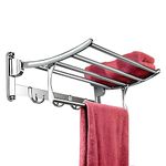 Plantex Towel Hanger for Bathroom/Stainless Steel Folding Towel Holder Stand/Towel Rack for Bathroom (24 Inch-Chrome Finish)