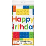 Building Blocks Multicolor Rectangular Plastic Table Cover (137cm x 213cm) 1 Piece - Durable, Fun, and Easy-to-Clean Decor for Kids' Celebrations