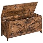 MAHANCRIS 39.4" Storage Chest, Sturdy Entryway Storage Bench with Safety Hinges, Retro Shoe Bench, Wooden Look Accent Furniture for Living Room, Bedroom, Rustic Brown SCHR48101Z1