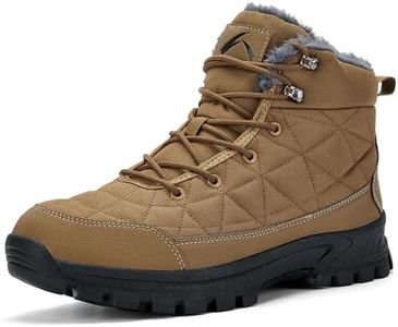 UPSOLO Men's Snow Winter Boots Lightweight Waterproof Fur Lined Anti-slip Cold Weather Shoes, T233-khaki, 9.5