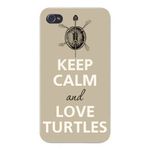 Apple Iphone Custom Case 4 4s White Plastic Snap on - Keep Calm and Love Turtles