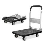 Corvids 200 Kg Portable Plastic Folding Hand Platform Trolley | 2-Year Warranty | Hand Truck with 360° Rotating Wheels for Home and Warehouse Use