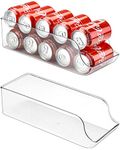 Puricon 2 Pack Can Drink Dispenser Organizer for Refrigerator, Clear Plastic Soda Pop Can Holder Container Storage Bin for Fridge Freezer Pantry Kitchen -for Standard Can