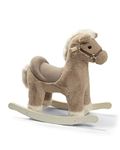 Mamas & Papas Rocking Horse, Plush Grey Rocking Horse Toy with Solid Wooden Base and Raised Seat, Nursery Staple, Grey Bugsy