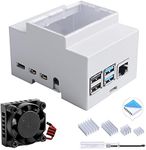 GeeekPi for Raspberry Pi 4 Din Rail Box Enclosure, Modular Box for Electrical Panels, for Raspberry Pi 4 Case with Fan, for Raspberry Pi Heatsink for Raspberry Pi 4 Model B